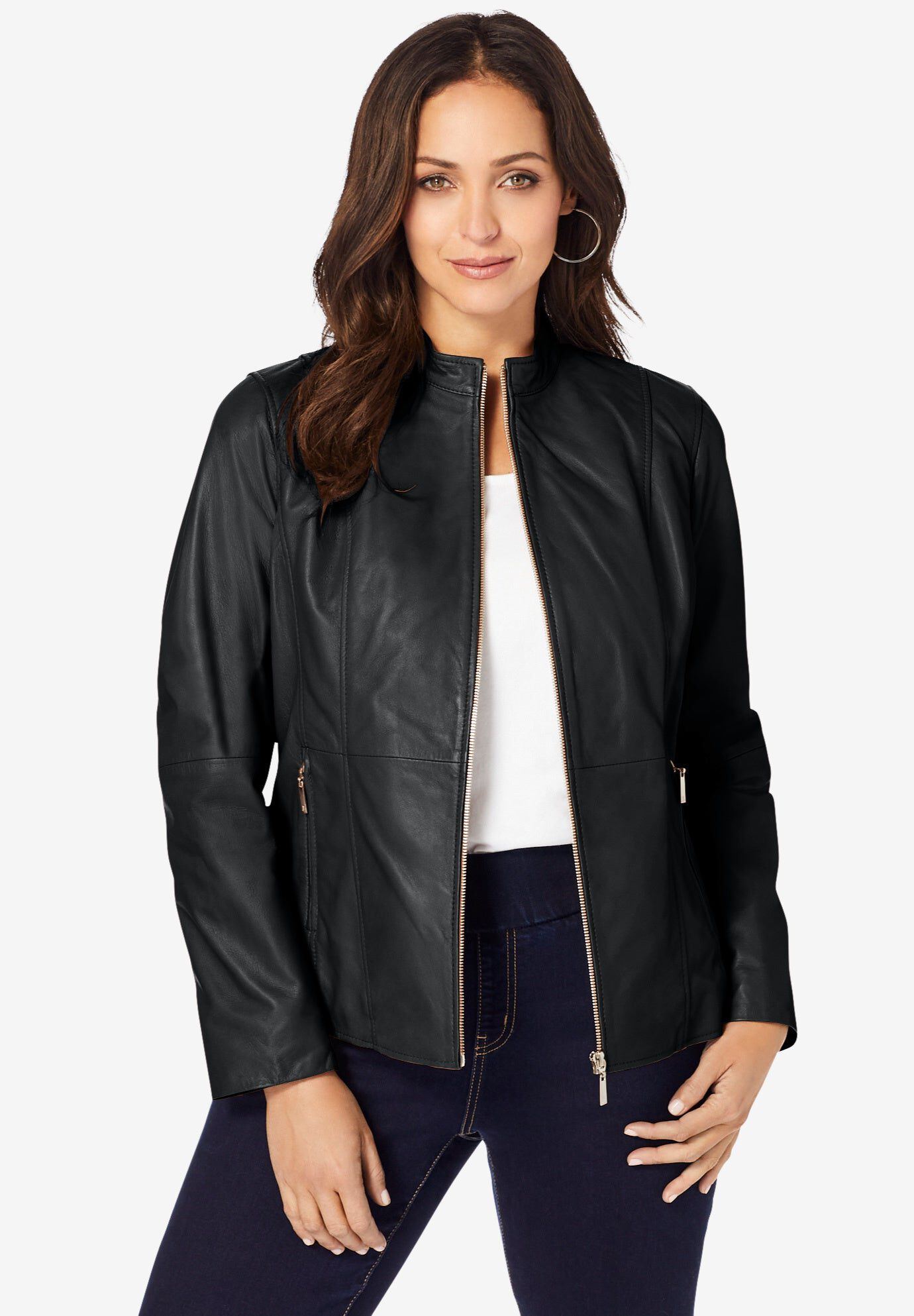 Women's leather coats plus size clearance