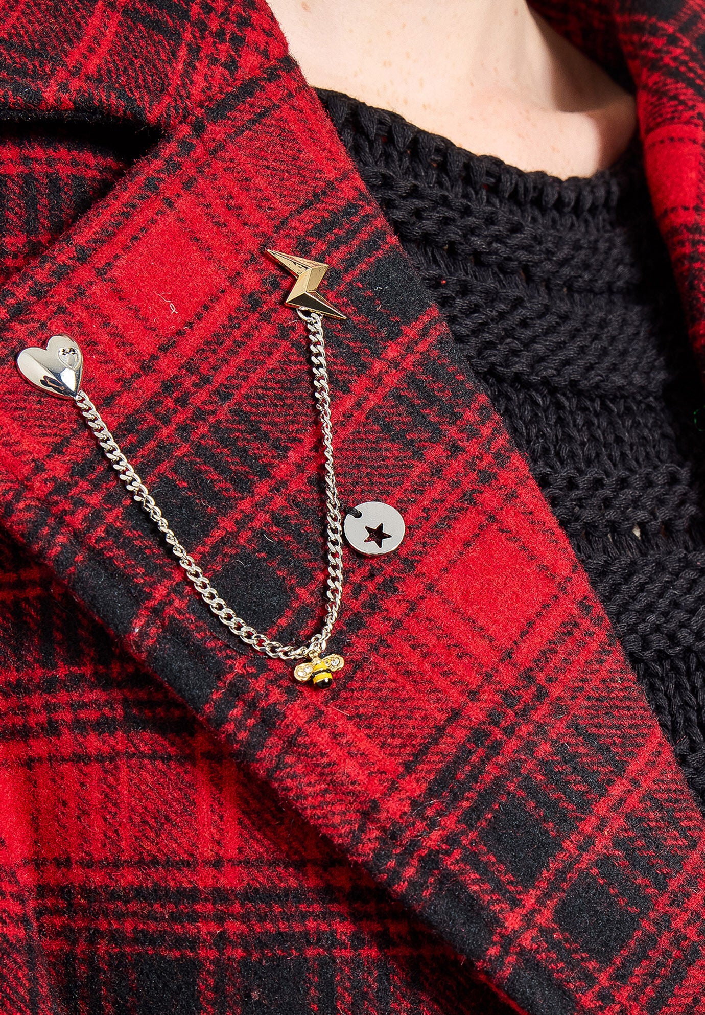 Wool-Blend Double Breasted Coat, RED MEGA PLAID, alternate image number 2