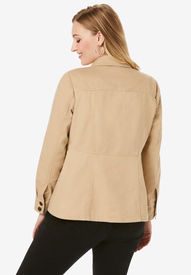 Peplum Denim Jacket, , on-hover image number 1