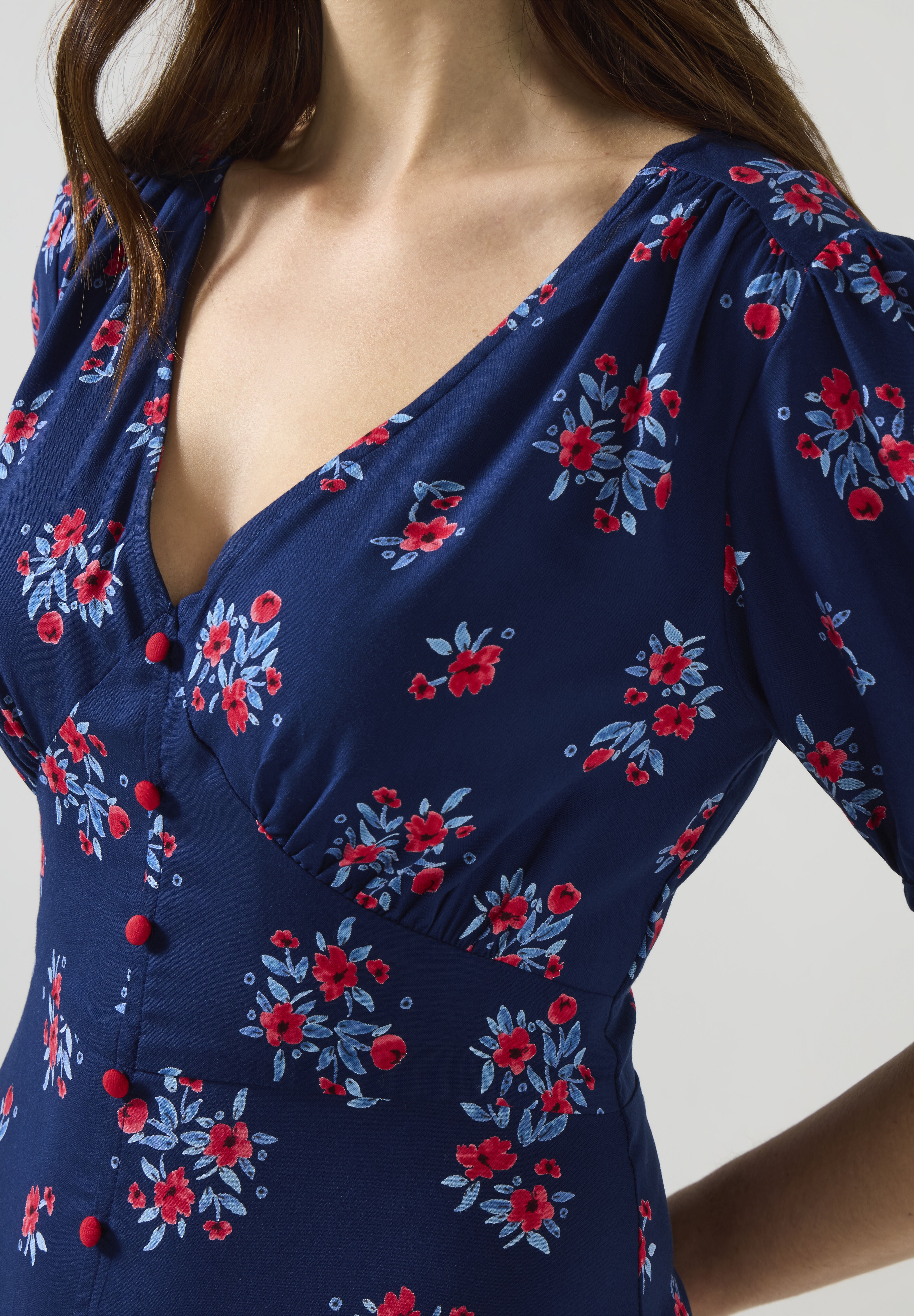 Tea Midi Dress, NAVY DAINTY BLOOM, alternate image number 2