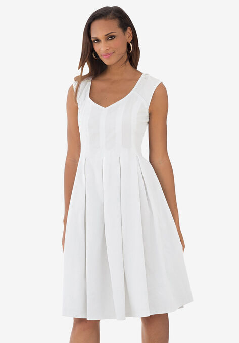 Cotton Denim Dress, WHITE, hi-res image number null