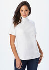 Short Sleeve Mock Neck, WHITE, hi-res image number null