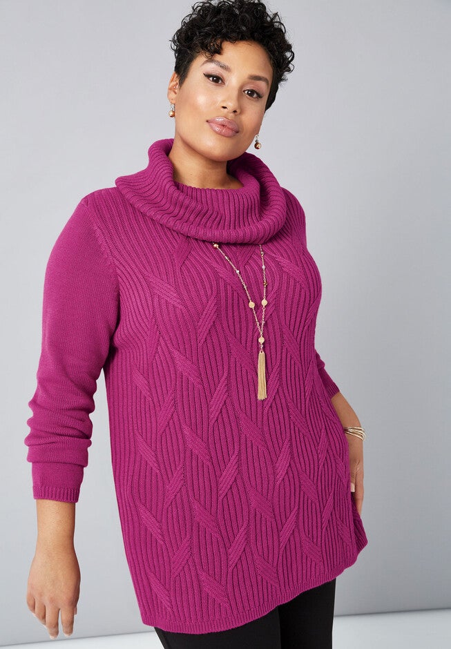 Cotton Cashmere Cowl Neck Sweater, , alternate image number null