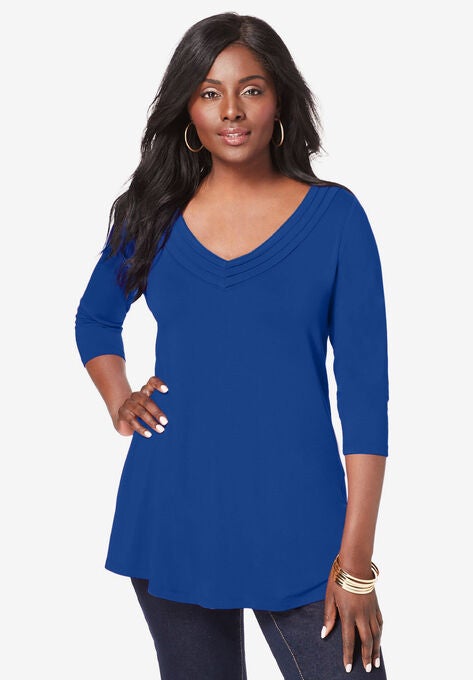 A-Line Pleated Tunic, DARK SAPPHIRE, hi-res image number null