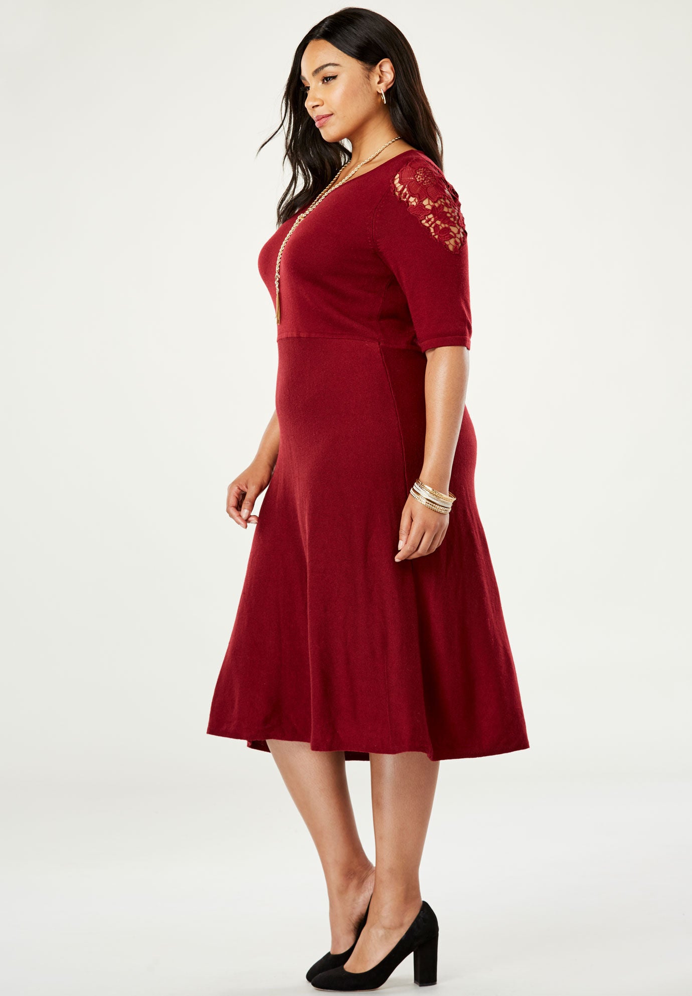 Applique Sweater Dress, , alternate image number 2