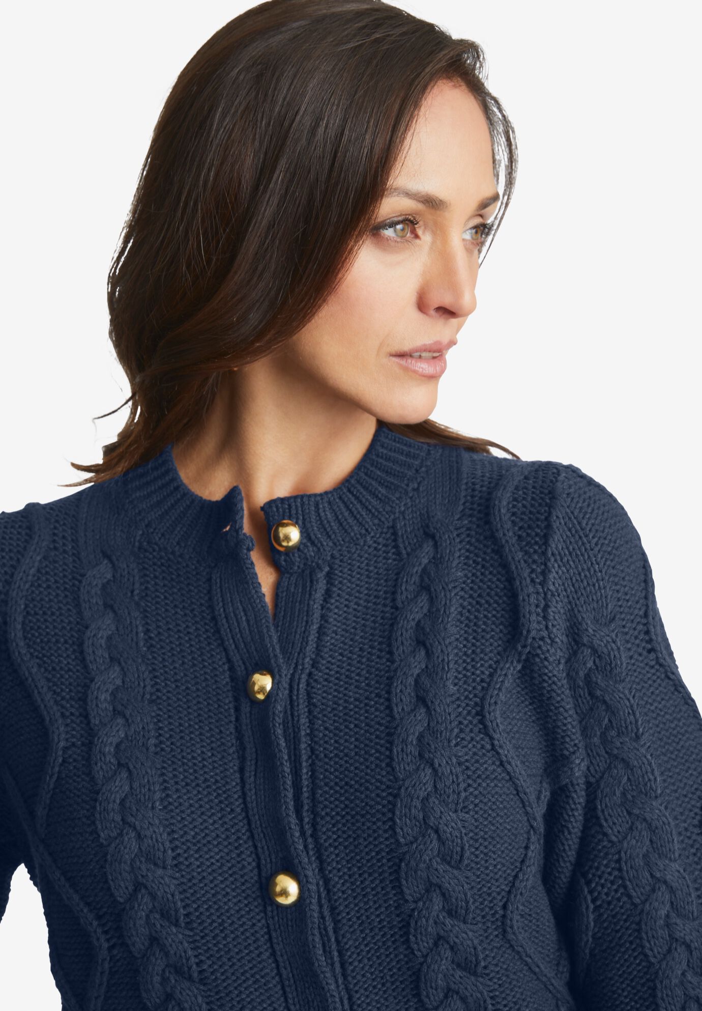 Button Front Cable Cardigan, , alternate image number 3