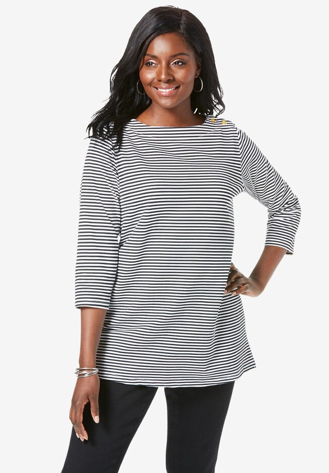 Stretch Cotton Boatneck Tunic Jessica London