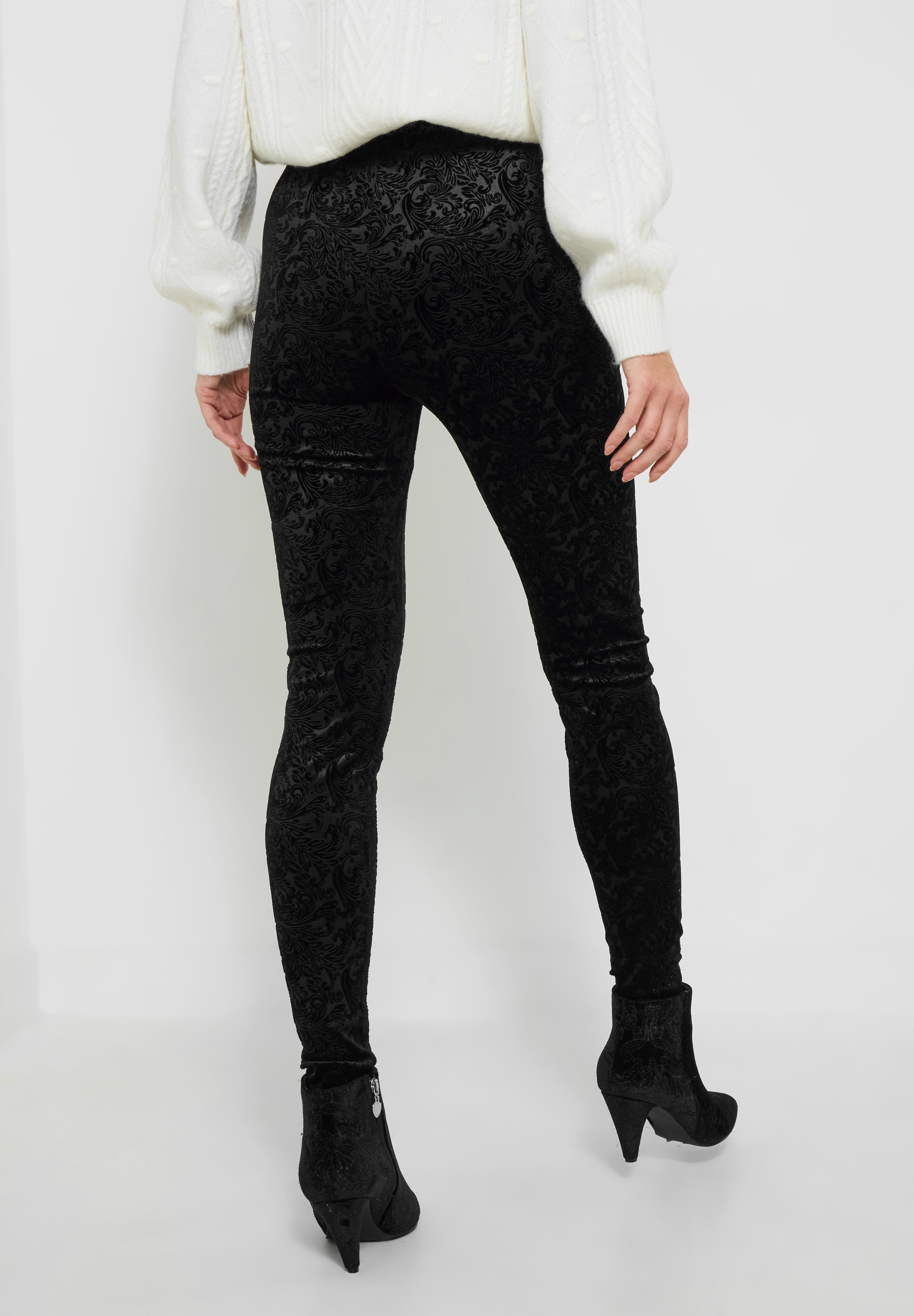 Stretch Velvet Legging, BLACK PAISLEY, on-hover image number 1