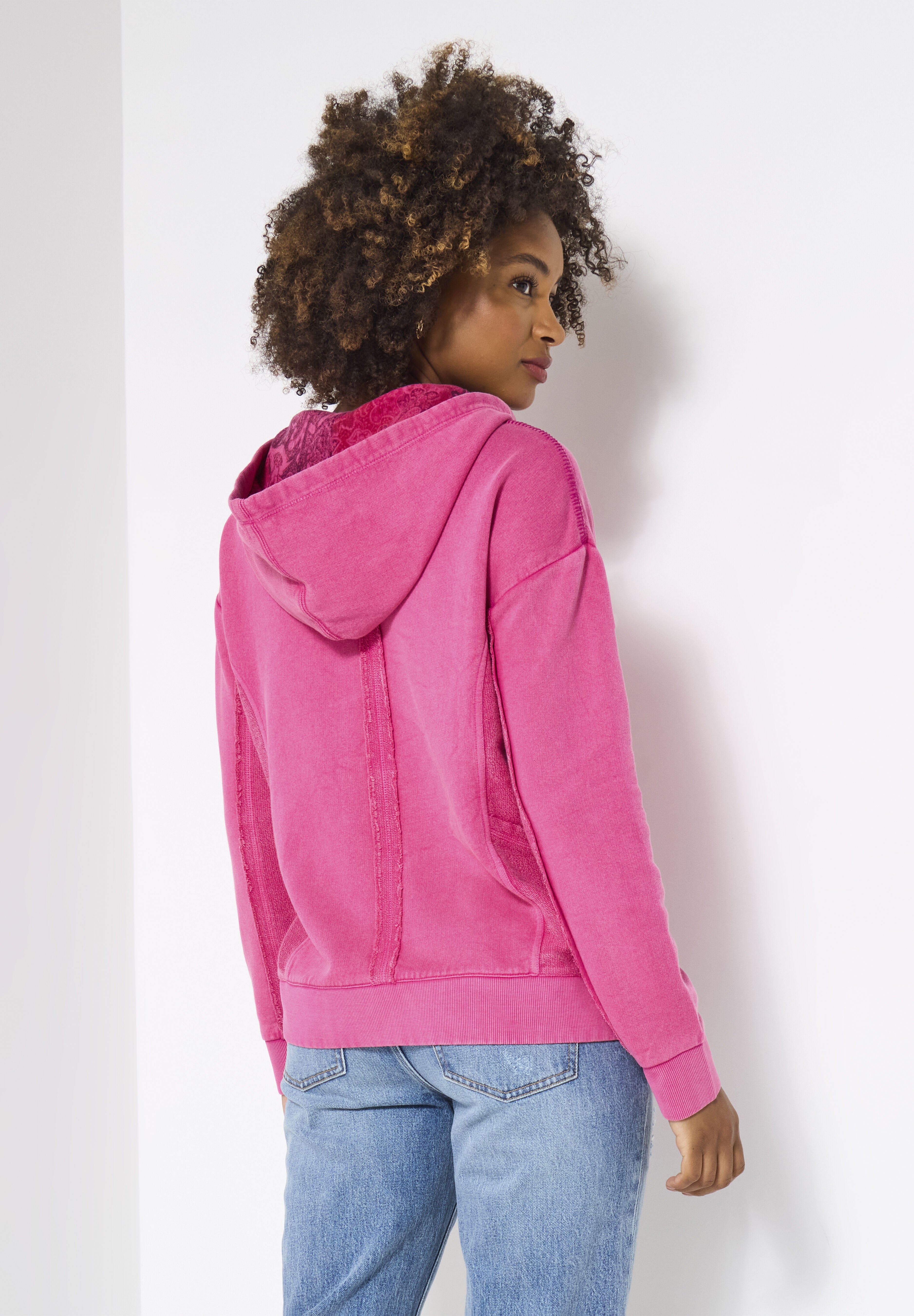 V Neck Star Hoodie, PRETTY PINK STARS, on-hover image number 1