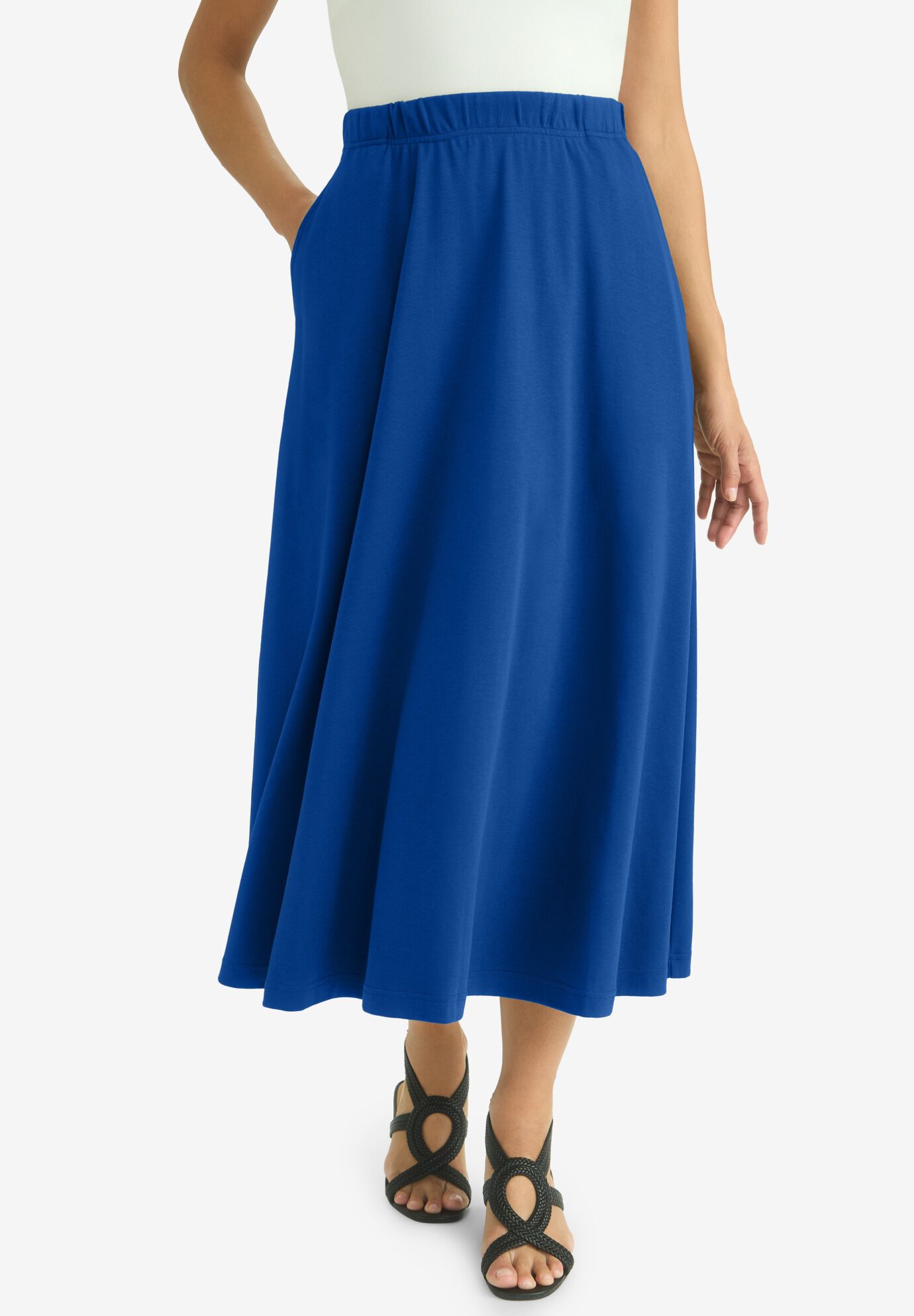 Ladies' Flowing Crinkled Maxi Skirt, Dark Olive Green | Jessica London