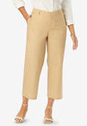 Wide-Leg Stretch Poplin Crop Pant, KHAKI DOT, hi-res image number null