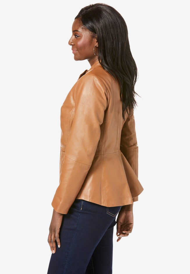 Leather Peplum Jacket, , alternate image number null