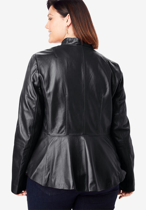 Leather Peplum Jacket, , alternate image number null