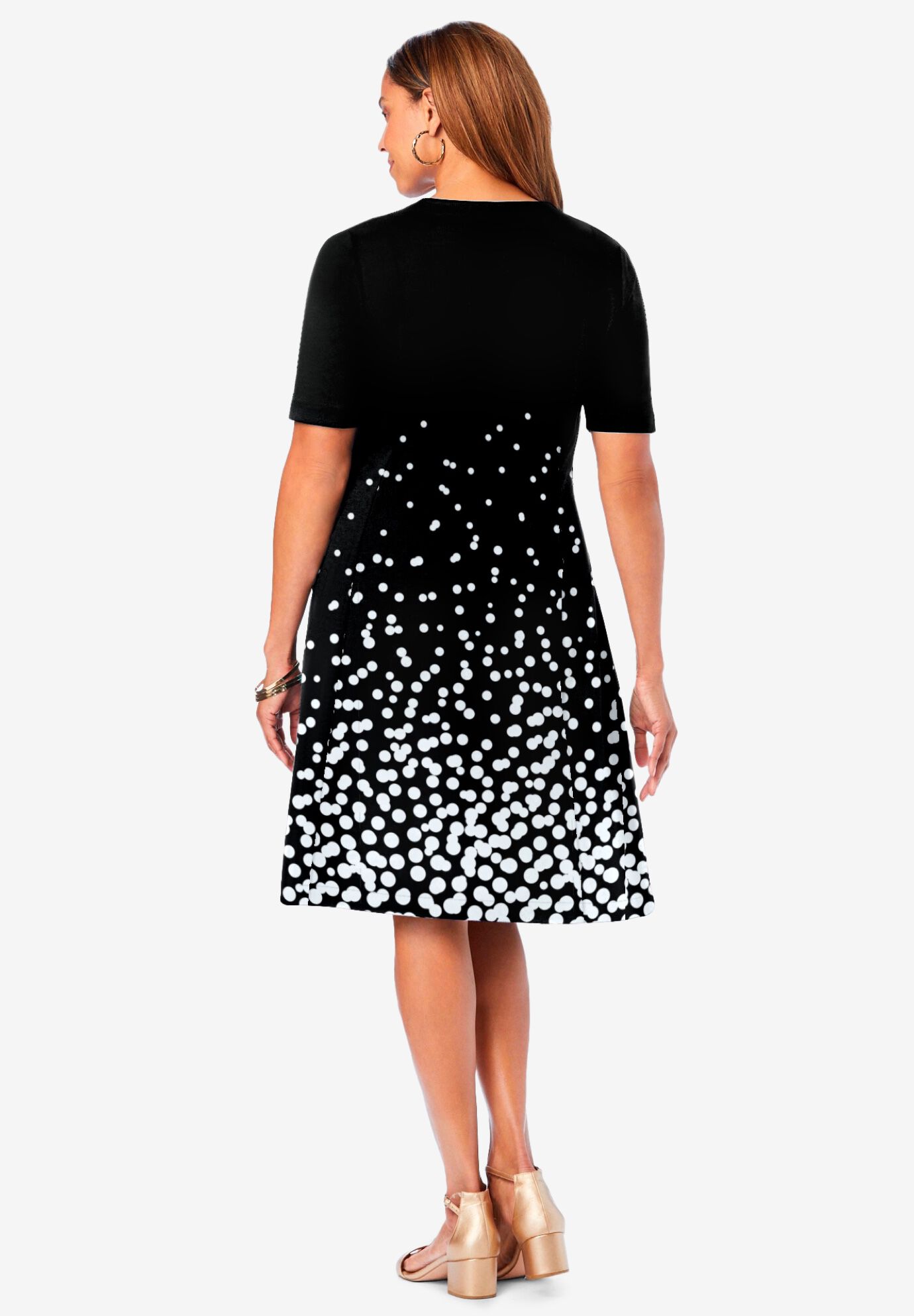 Work Stretch Ponte Flare Dress Emerald Green Paisley Scroll Jessica London