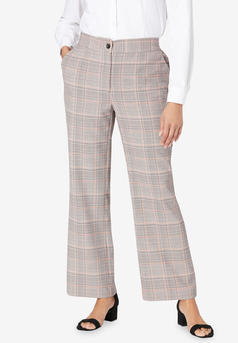 Tummy Control Bi-Stretch Bootcut Pant, CHOCOLATE GLEN CHECK, hi-res image number null