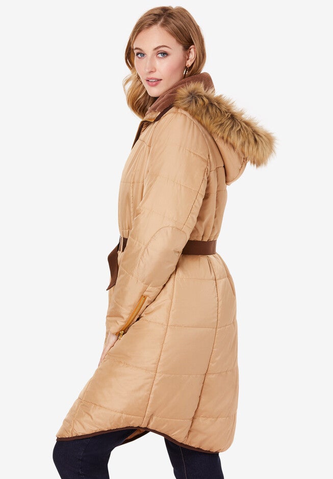 Belted Puffer Jacket, , alternate image number 2