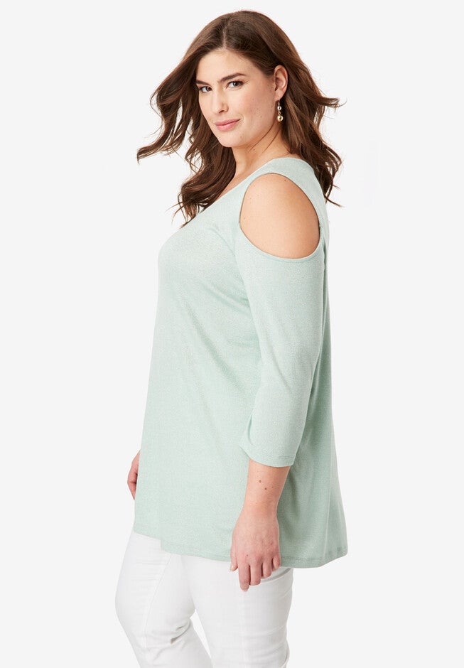 Metallic Cold Shoulder Tunic, , alternate image number null