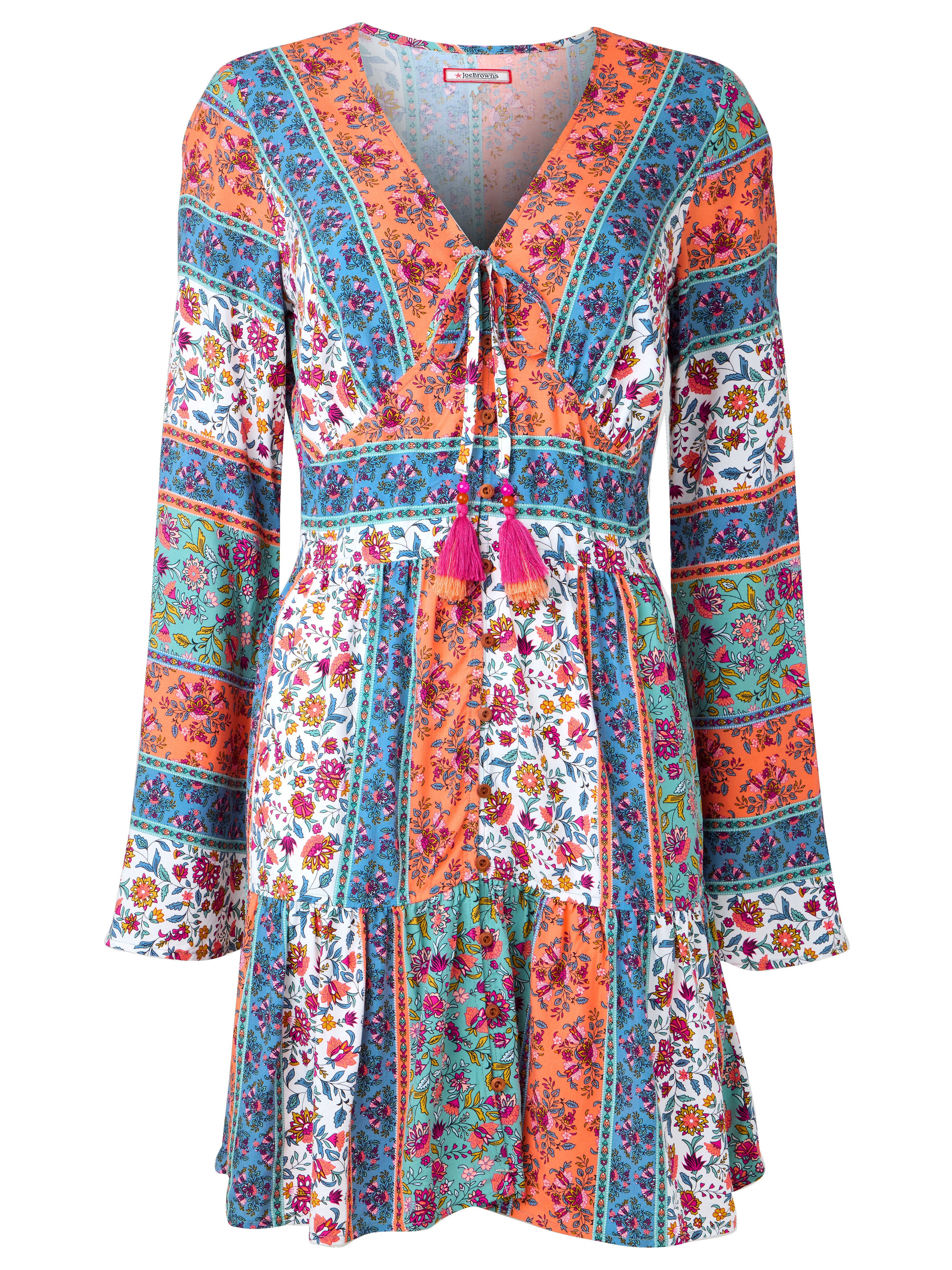 Boho Slit Front Tunic, DITSY FLORAL STRIPE, alternate image number 4