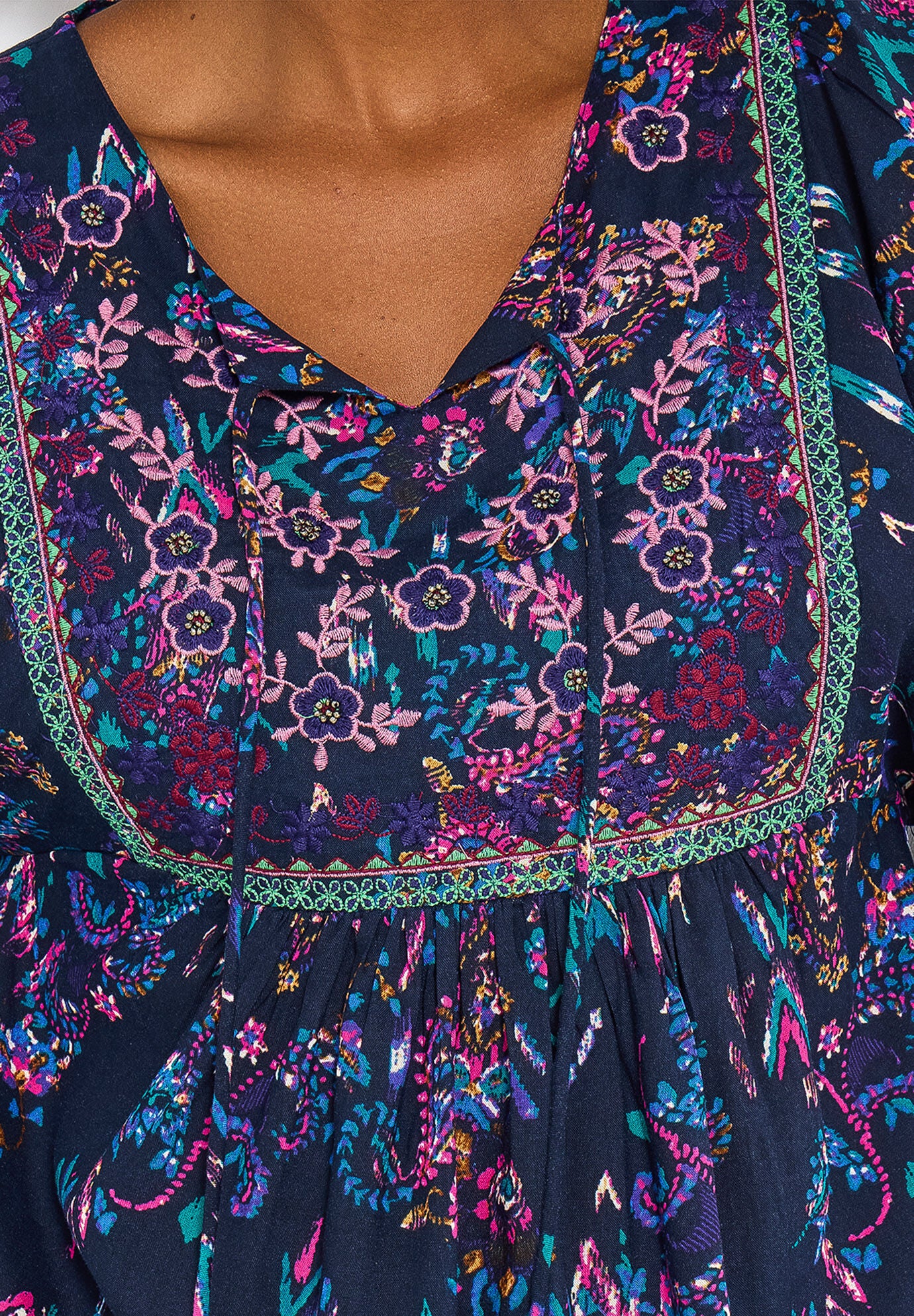 Boho Embroidered Blouse, BOHO MIXED PAISLEY, on-hover image number 1