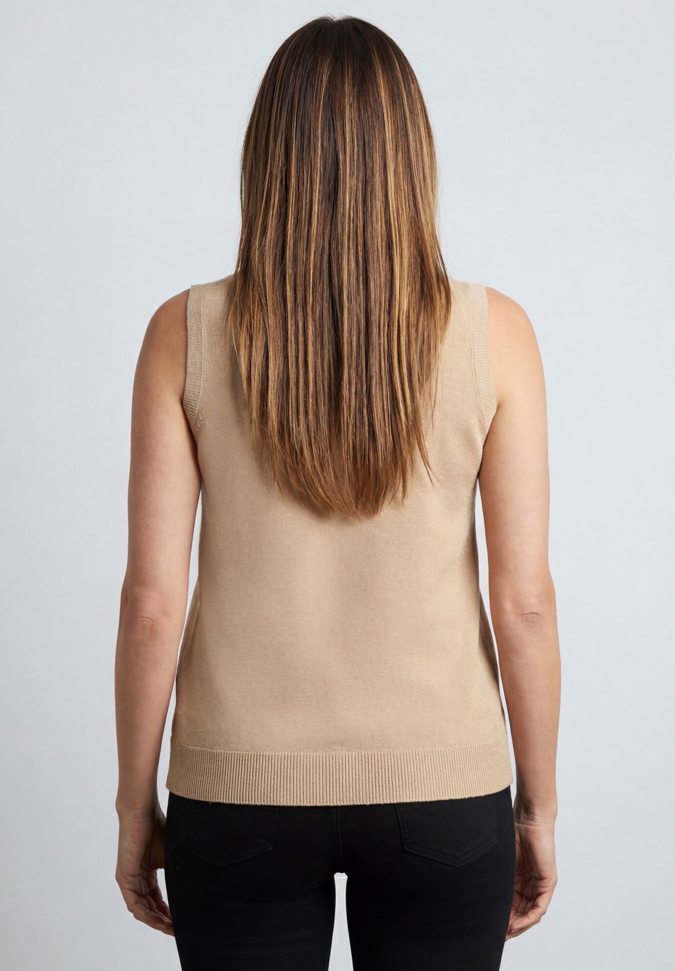 Sleeveless Sequin Knit Sweater Shell, NEW KHAKI SHIMMER, alternate image number 2