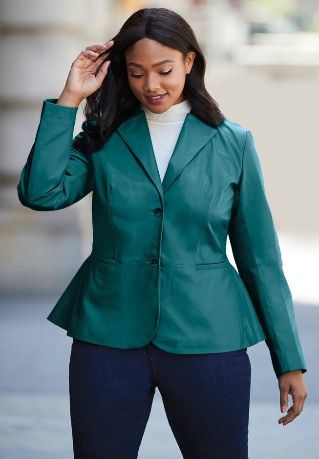 Leather Peplum Jacket, , alternate image number null