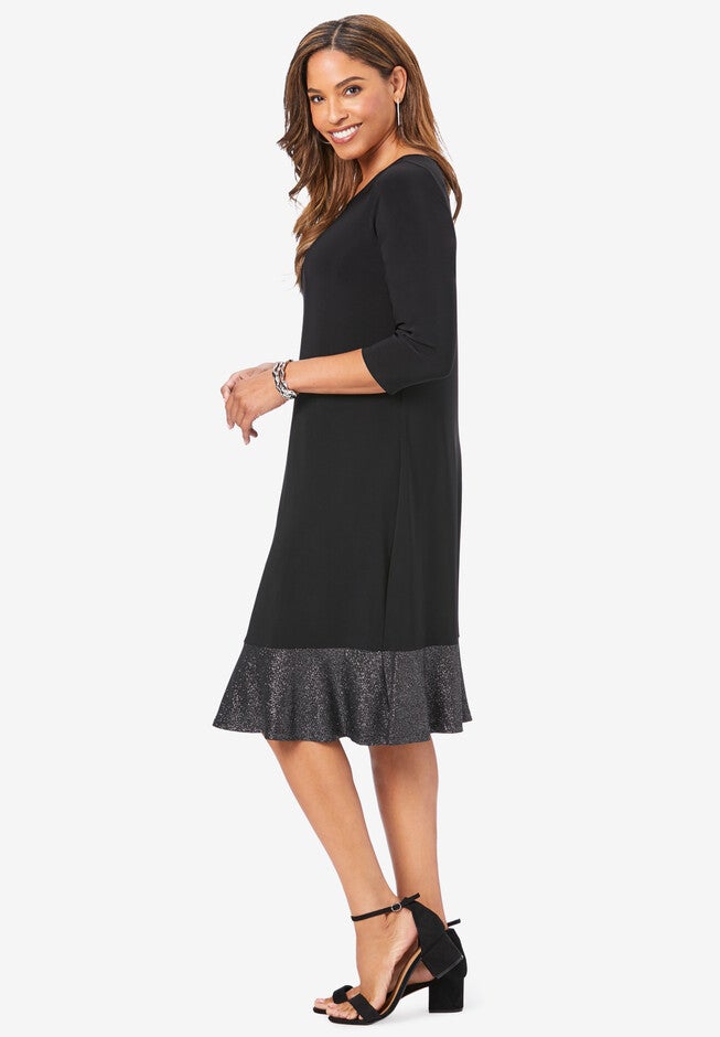 Shimmer Hem A-Line Dress, , alternate image number null