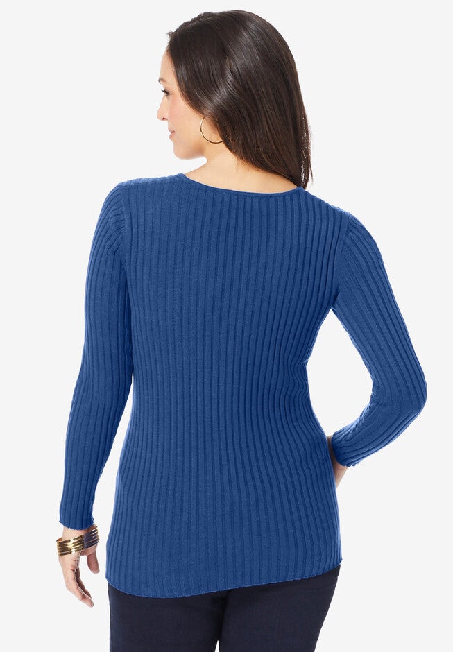 Surplice Ribbed Sweater, , on-hover image number null