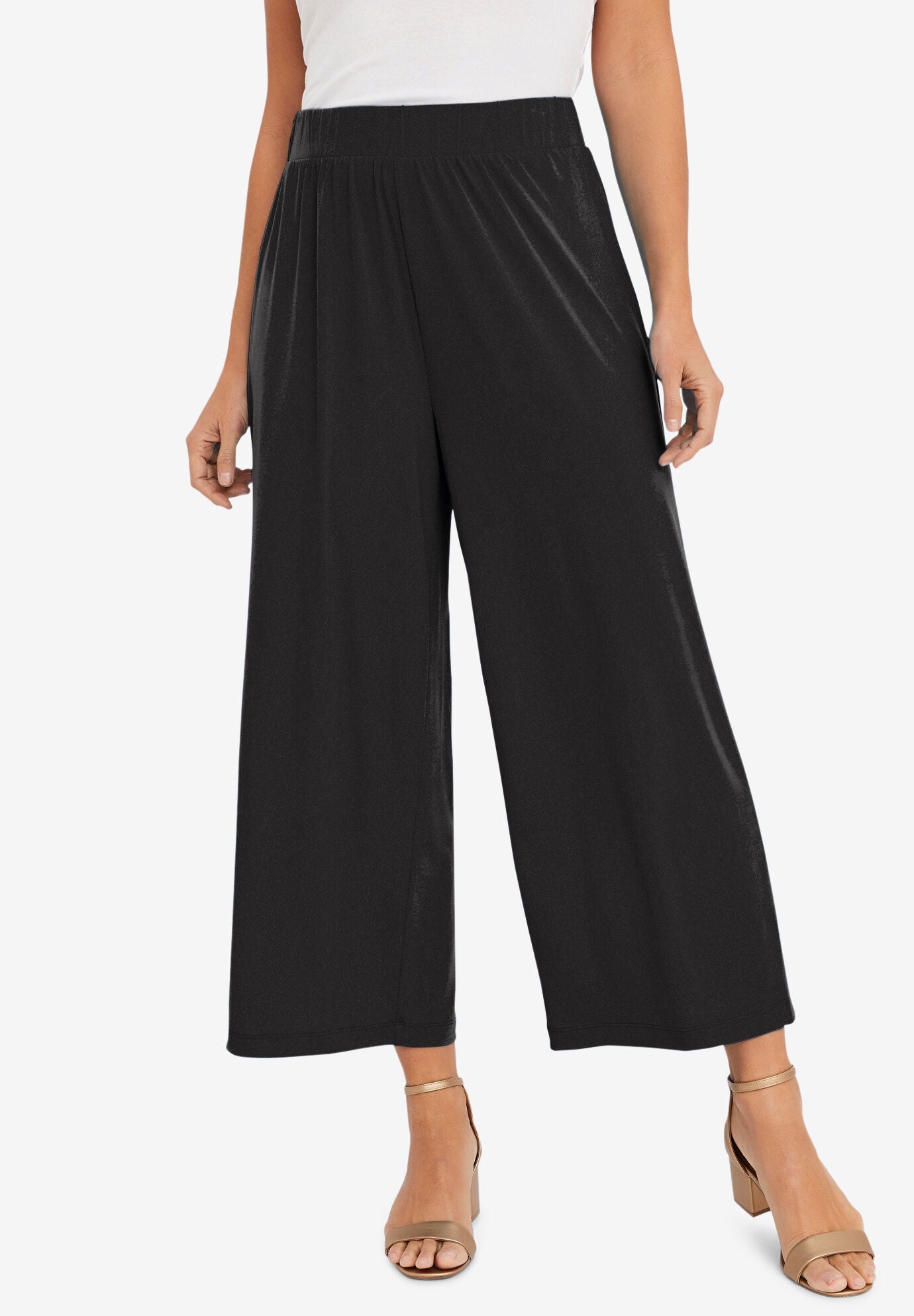 Stretch Knit Wide Leg Crop Pant