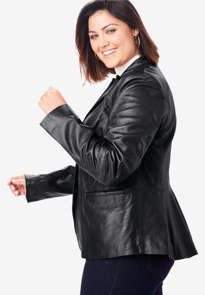 Leather Peplum Jacket, , alternate image number null