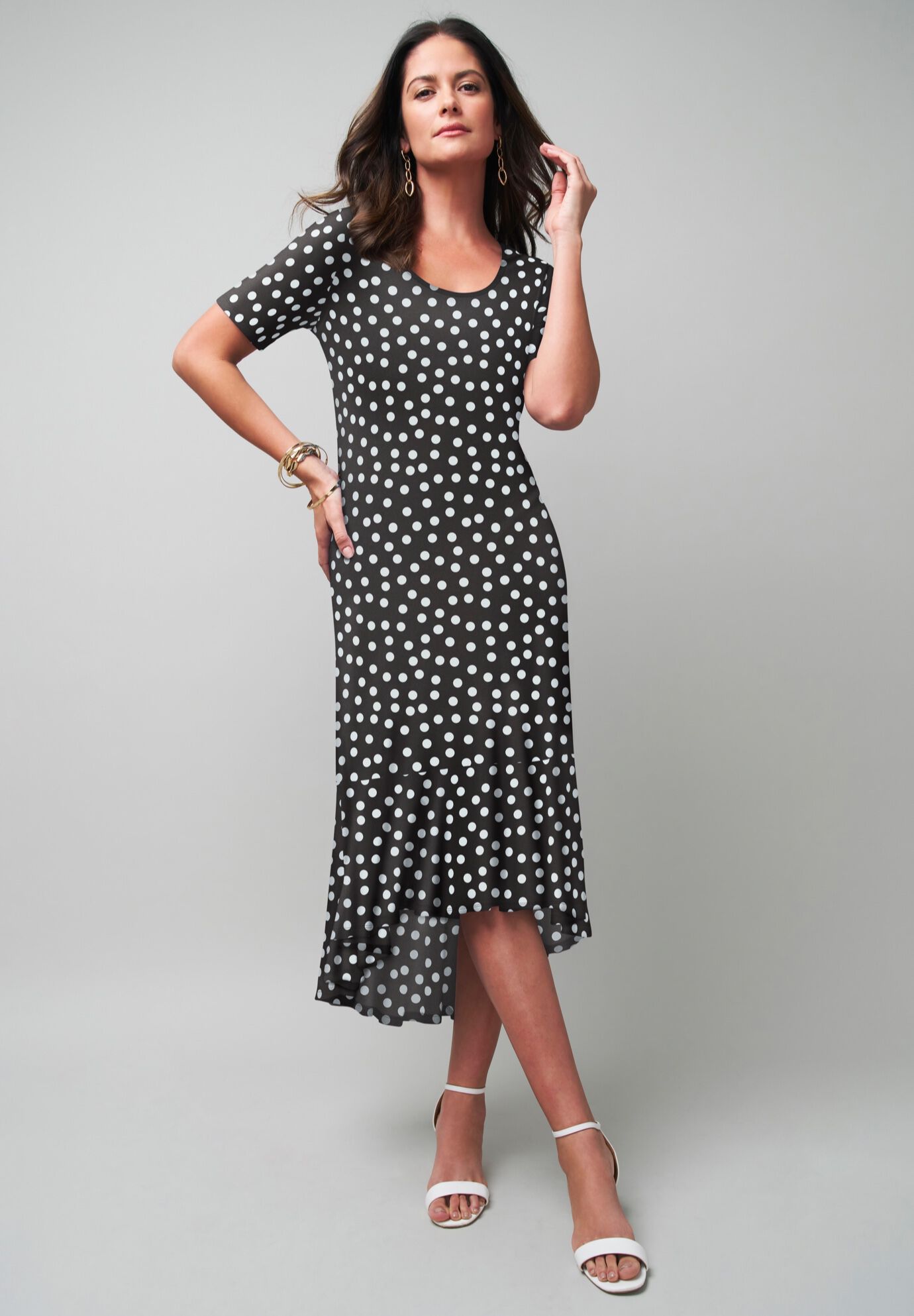 Jessica London Women's Plus Size Stretch Knit Flounce Hem Maxi Dress - Picture 7 of 16