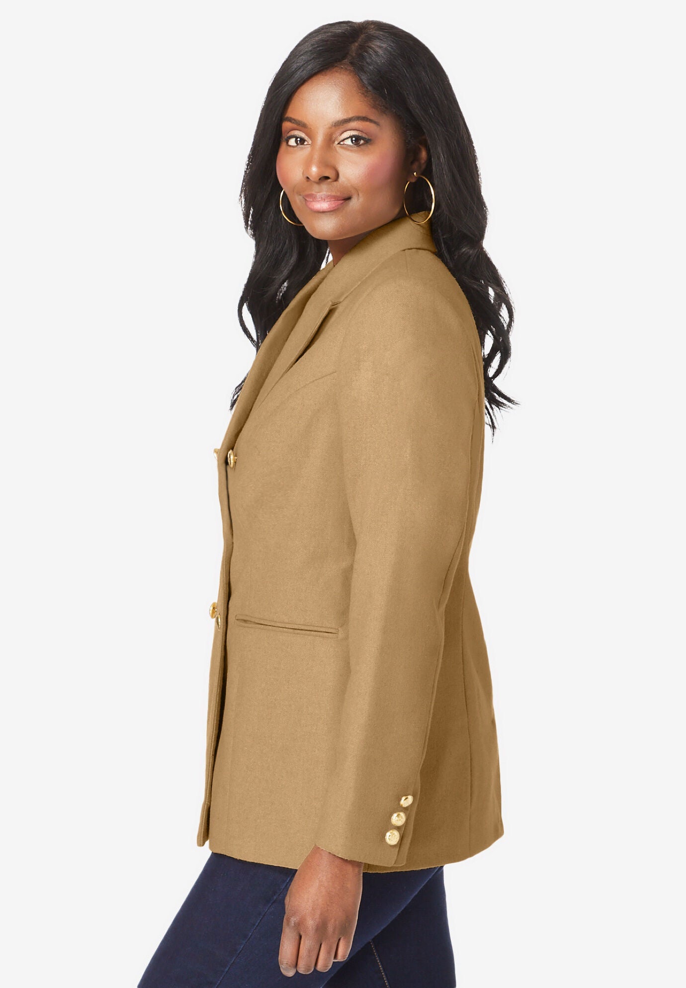 Double Breasted Wool Blazer, , alternate image number 2