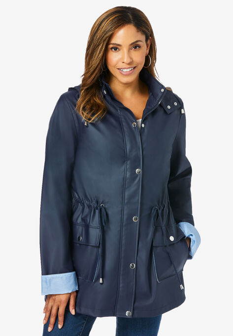 Hooded Raincoat, NAVY, hi-res image number null