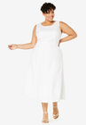 Linen Fit & Flare Dress, , alternate image number 1