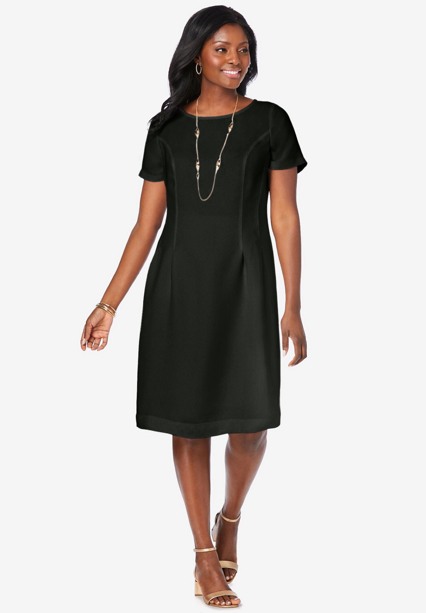 Work Fit & Flare Dress, Black | Jessica London