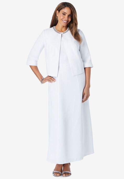 Beaded Jacket Dress, WHITE, hi-res image number null