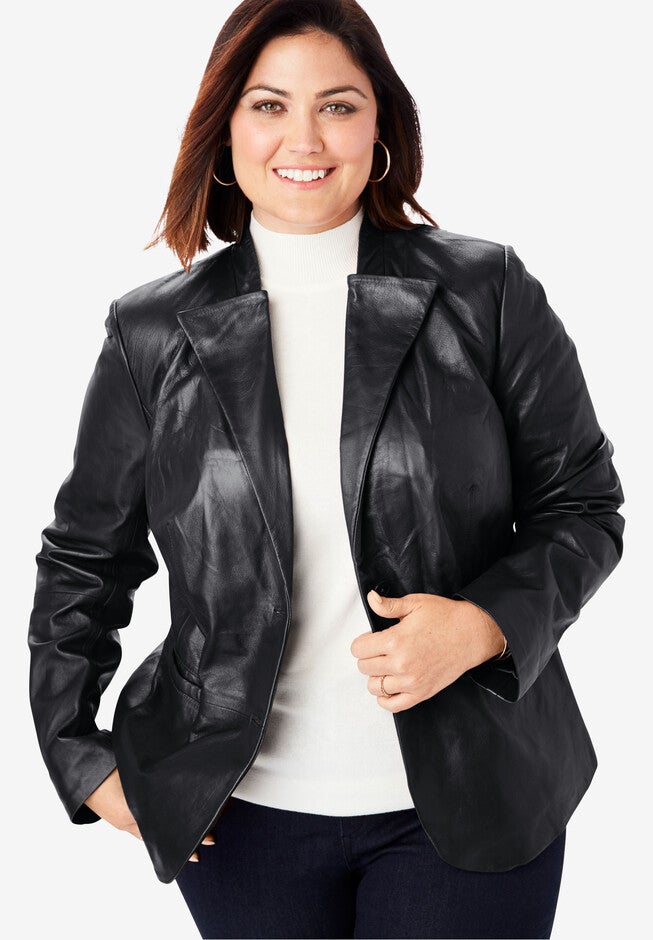 Leather Peplum Jacket, , alternate image number null