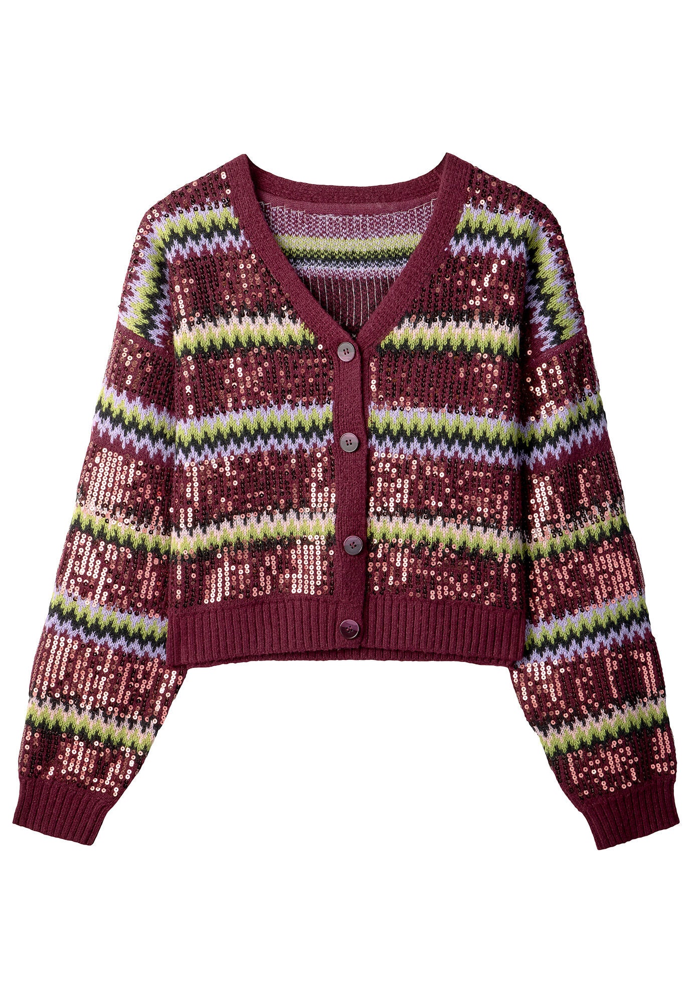Sequin Sweater Cardigan, SEQUIN STRIPES, alternate image number 3