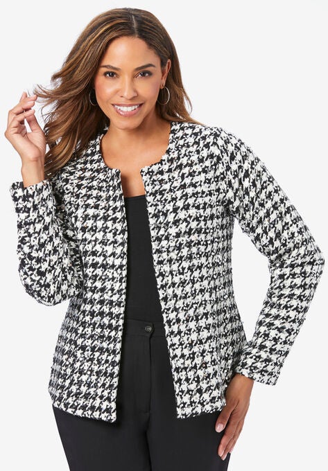 Collarless Tweed Blazer, SEQUIN HOUNDSTOOTH, hi-res image number null