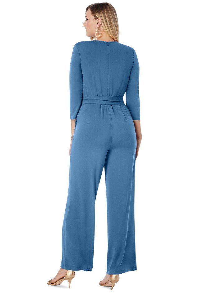 Wide Leg Knit Jumpsuit, DUSTY INDIGO, on-hover image number null