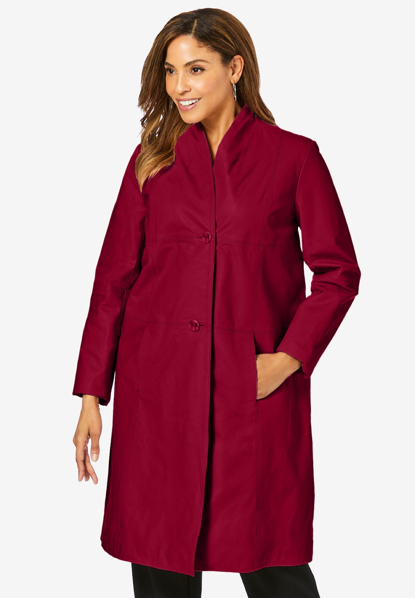 Leather Swing Coat Jessica London