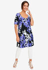 Mega Knit Tunic, BLACK GRAPHIC FLORAL, hi-res image number null