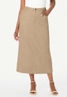Classic Cotton Denim Midi Skirt, NEW KHAKI, hi-res image number null