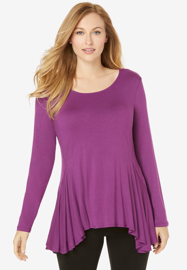Flared Hi-Low Tunic, PURPLE TULIP, hi-res image number 0