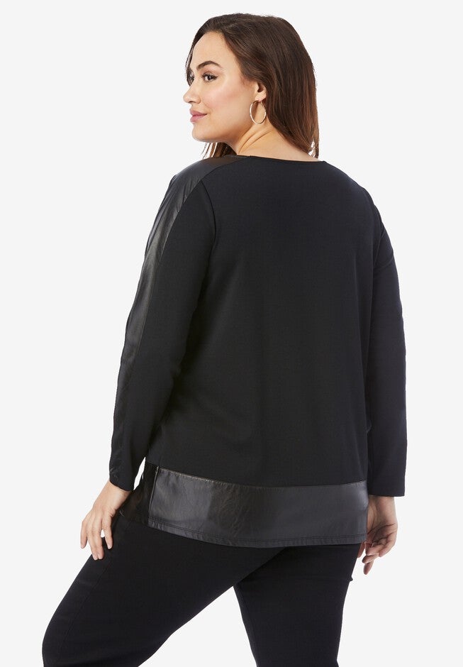 Faux-Leather Trim Tunic, , on-hover image number null