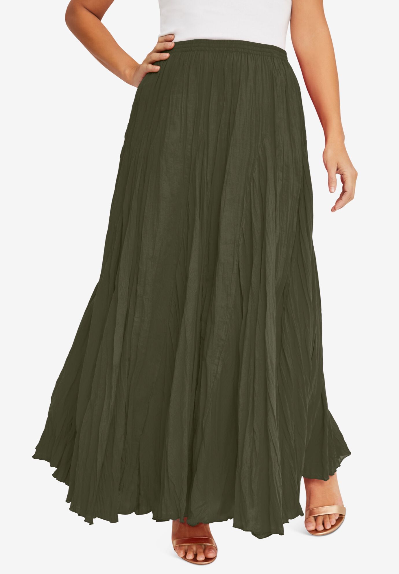 Petite crinkle maxi skirt top