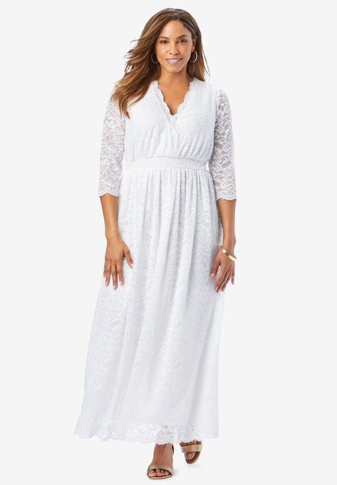 Scallop Lace Maxi Dress, WHITE, hi-res image number null