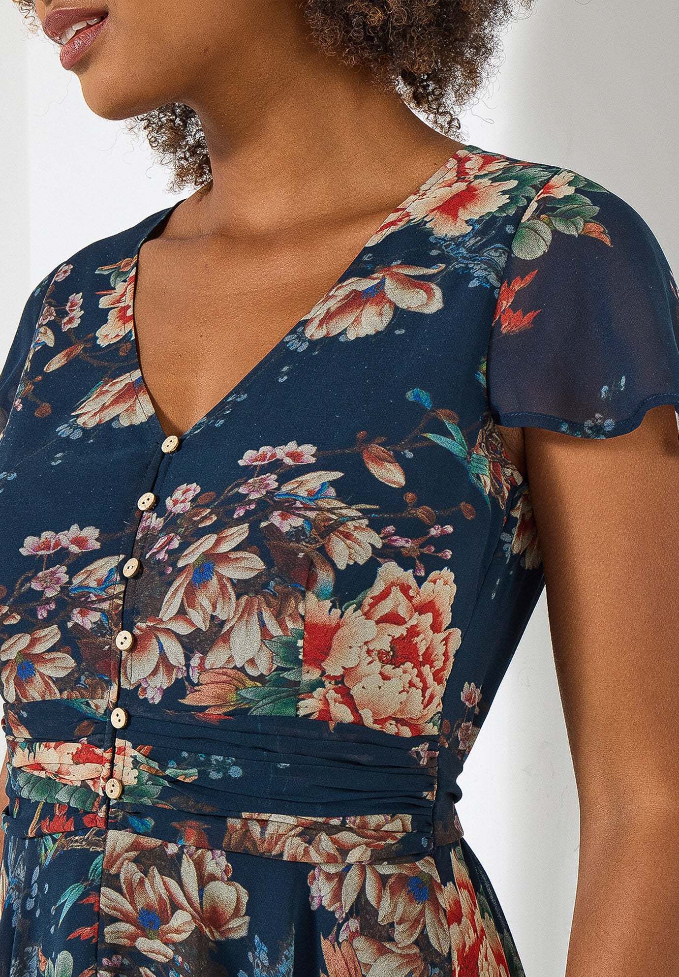 Flutter Sleeve Flyaway Maxi Dress, PRETTY PETALS, alternate image number 2