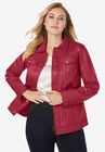 Denim Style Leather Jacket, CLASSIC RED, hi-res image number null