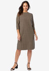 Boatneck Shift Dress, KHAKI HOUNDSTOOTH, hi-res image number null