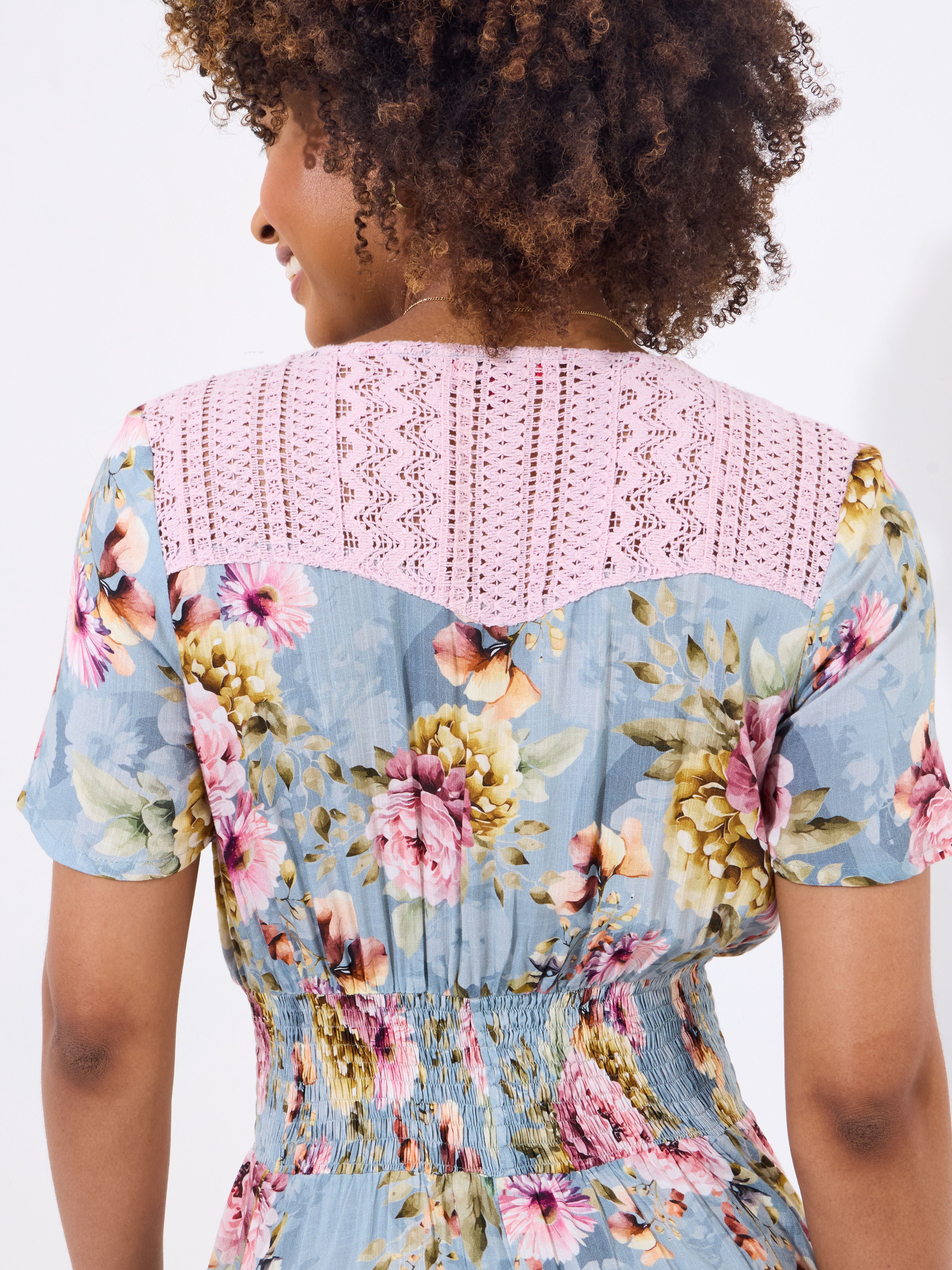 Vintage Tie Waist Maxi Dress, PINK BLOSSOMS, on-hover image number 1